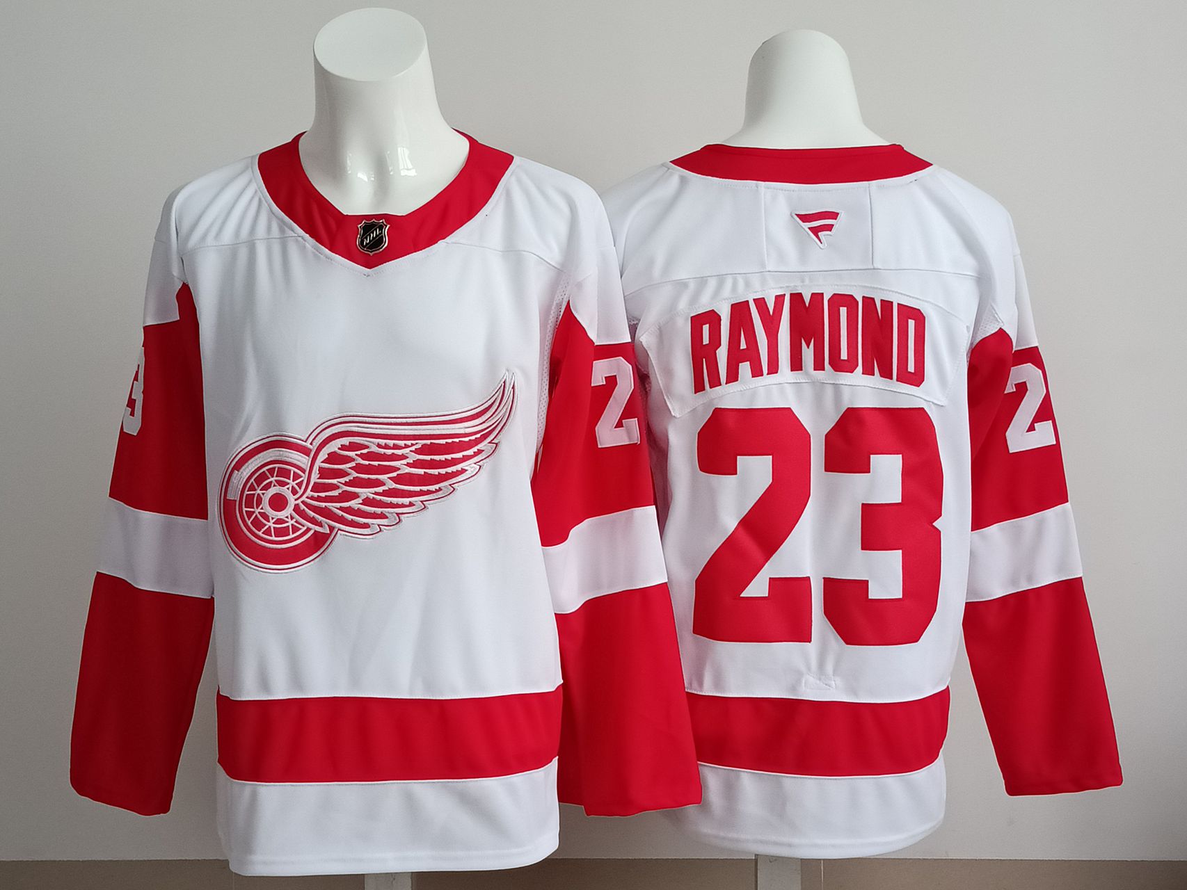 Men 2025 Detroit Red Wings 23 Raymond White red NHL Jersey style 01